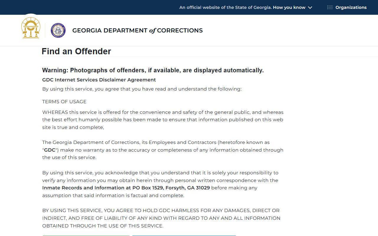 GDC offender query Randolph County inmate records search fields